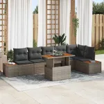 Set de masă pentru grădină cu pernă 7 pcs Gri și Brown GartenMobel Dekor