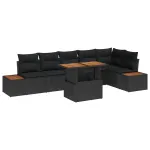 Set de masă pentru grădină cu pernă 7 pcs Negru și Maro GartenMobel Dekor