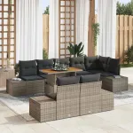 Set de masă pentru grădină cu pernă 9 pcs Gri și Brown GartenMobel Dekor
