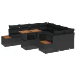 Set de masă pentru grădină cu pernă 9 pcs Negru și Maro GartenMobel Dekor