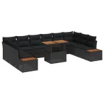 Set de masă pentru grădină cu pernă 11 pcs Negru și Maro GartenMobel Dekor