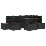 Set de masă pentru grădină cu pernă 7 pcs Negru și Maro GartenMobel Dekor