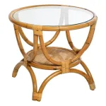 Masuta de cafea Atmosphera Farah din ratan si sticla securizata, 60x50 cm