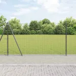 Set 26 stalpi de gard gri din otel galvanizat, 3,2 x 3,2 x 150 cm