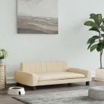 Pat de câini, crem, 90x53x30 cm, material textil GartenMobel Dekor