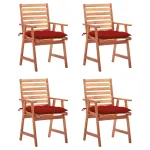 Scaune de exterior cu perne, 4 buc., lemn masiv de acacia GartenMobel Dekor