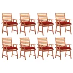 Scaune de exterior cu perne, 8 buc., lemn masiv de acacia GartenMobel Dekor
