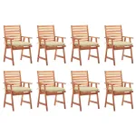 Scaune de exterior cu perne, 8 buc., lemn masiv de acacia GartenMobel Dekor