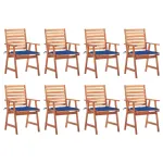 Scaune de exterior cu perne, 8 buc., lemn masiv de acacia GartenMobel Dekor