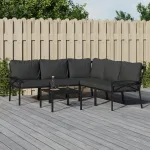 Set mobilier de grădină cu perne gri, 6 piese, oțel GartenMobel Dekor