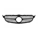 Grilă crom/neagră cu diamant, potrivită pentru Mercedes C-Class W205 sedan, S205 break, C205 coupe 2014-2018, cu deschidere pentru cameră Performance AutoTuning