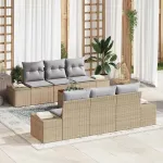 Set de canapele pentru grădină cu pernă 7 pcs Bej poliratan GartenMobel Dekor