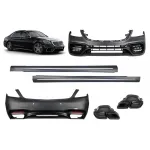 Pachet de tuning tip 63 potrivit pentru Mercedes S class W222 2017-2020 cu ieșiri de evacuare negre, ampatament lung Performance AutoTuning