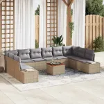 Set de canapele pentru grădină cu pernă 11 pcs Bej poliratan GartenMobel Dekor