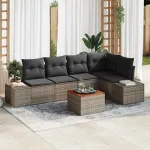 Set de canapele pentru grădină cu pernă 6 pcs Gri poliratan GartenMobel Dekor