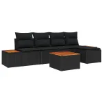 Set de canapele pentru grădină cu pernă 6 pcs Negru Rattan poli GartenMobel Dekor