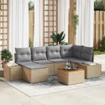 Set de canapele pentru grădină cu pernă 7 pcs Bej poliratan GartenMobel Dekor