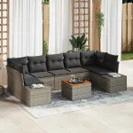 Set de canapele pentru grădină cu pernă 8 pcs Gri poliratan GartenMobel Dekor