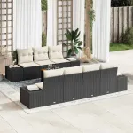 Set de canapele pentru grădină cu pernă 8 pcs Negru poliratan GartenMobel Dekor