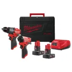 Kit scule profesionale Milwaukee M12 FUEL cu 2 acumulatori si HD Box