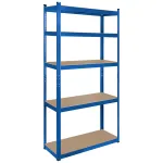 Raft metalic de depozitare cu 5 polite MDF reglabile, 150 kg/polita, albastru