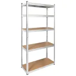 Raft metalic de depozitare Rebel RB-1250, 5 polite MDF, 875 kg, argintiu