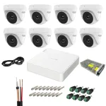 Sistem supraveghere Hikvision HiWatch cu 8 camere 5MP, AcuSense si DVR
