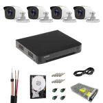 Sistem supraveghere Hikvision cu 4 camere 5MP, DVR, HDD 500GB si mobil