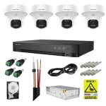 Sistem supraveghere Hikvision 4 camere rotative 5MP, audio si DVR AcuSense
