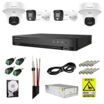 Sistem supraveghere Hikvision 4 camere 5MP, audio, Dual Light, DVR