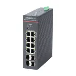 Switch PoE Gigabit administrabil Hikvision cu 8 RJ45, 4 SFP si sursa 240W