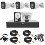 Kit supraveghere Uniview 4 camere, 3x 5MP ColorHunter + 1x 2MP cu microfon