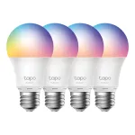 Set 4 becuri smart Wi‑Fi TP-Link Tapo E27 RGB, 806 lm, lumină reglabilă