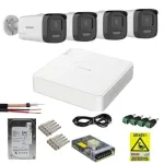 Sistem supraveghere Hikvision 4 camere 3K, audio, Dual Light 40m, DVR 4 canale