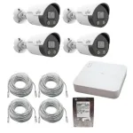 Sistem supraveghere IP UNV cu 4 camere 4MP ColorHunter, PoE, NVR 4 canale, HDD 1TB