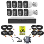 Sistem supraveghere Uniview cu 8 camere 5MP ColorHunter si DVR 8 canale
