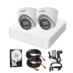 Sistem supraveghere Hikvision cu 2 camere 2MP Dual Light, DVR si HDD 500GB