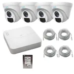Sistem supraveghere IP Uniview cu 4 camere 2MP, audio, IR 30m, HDD 500GB
