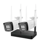 Kit supraveghere IP wireless HiLook 4MP cu 2 camere audio si NVR 4 canale