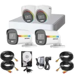 Sistem supraveghere Hikvision ColorVu cu 4 camere 2MP audio si HDD 500GB