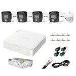 Sistem supraveghere Hikvision cu 4 camere 5MP Dual Light audio si DVR 4 canale