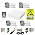 Sistem supraveghere Hikvision cu 4 camere ColorVu 2MP, microfon si HDD 1TB