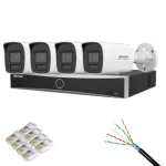 Kit supraveghere Hikvision cu 4 camere IP 6MP ColorVu si NVR 8 canale PoE