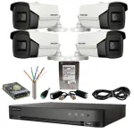 Sistem supraveghere Hikvision cu 4 camere 8MP, DVR AcuSense, HDD 1TB