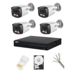 Sistem supraveghere Dahua cu 4 camere IP 4MP Dual Light, NVR PoE si HDD