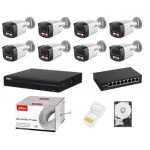 Sistem supraveghere Dahua cu 8 camere IP 4MP Dual Light, NVR, HDD inclus