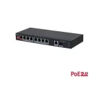 Switch PoE Dahua cu 10 porturi 100 Mbps, 96W, 2 uplink Gigabit