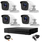 Kit supraveghere Hikvision Full HD cu 4 camere exterior, DVR si IR 20 m