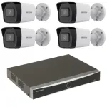 Sistem supraveghere Hikvision cu 4 camere IP 4MP PoE si NVR 4 canale