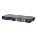 Switch PoE Gigabit Dahua cu 18 porturi, 16 PoE, 130W, rack